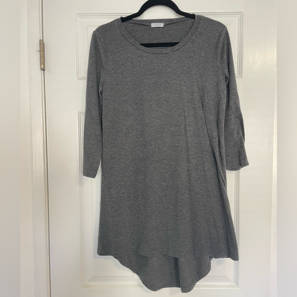 Gray Long Sleeve Tunic Top